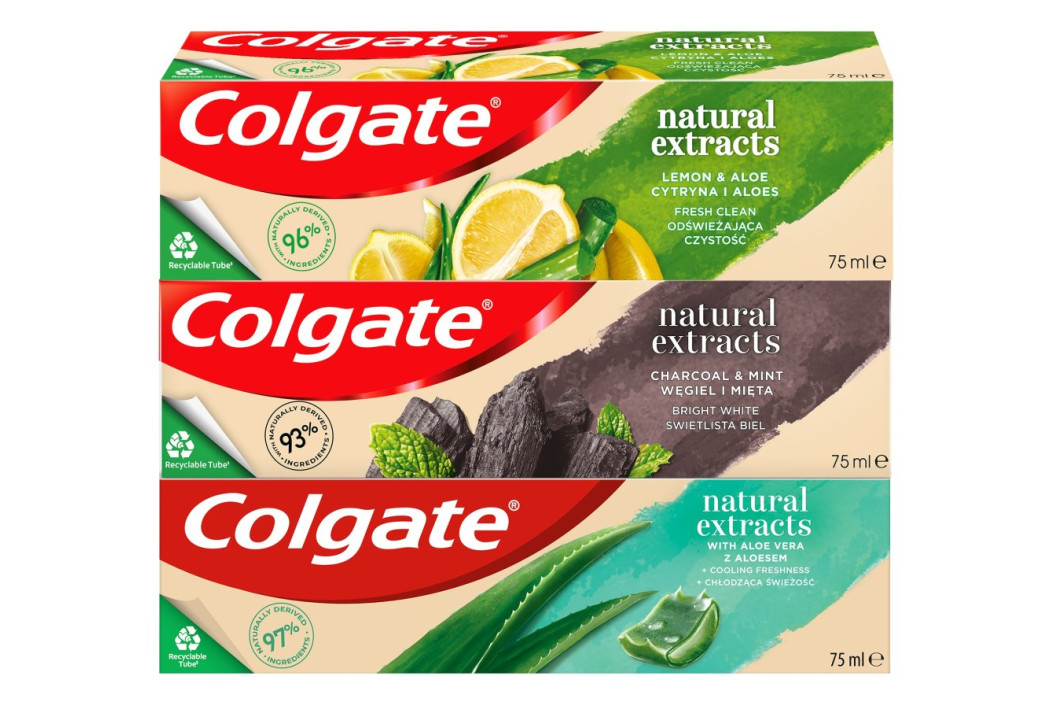 Colgate Zubní pasta Naturals Mix (Charcoal, Aloe, Lemon) 3 x 75 ml
