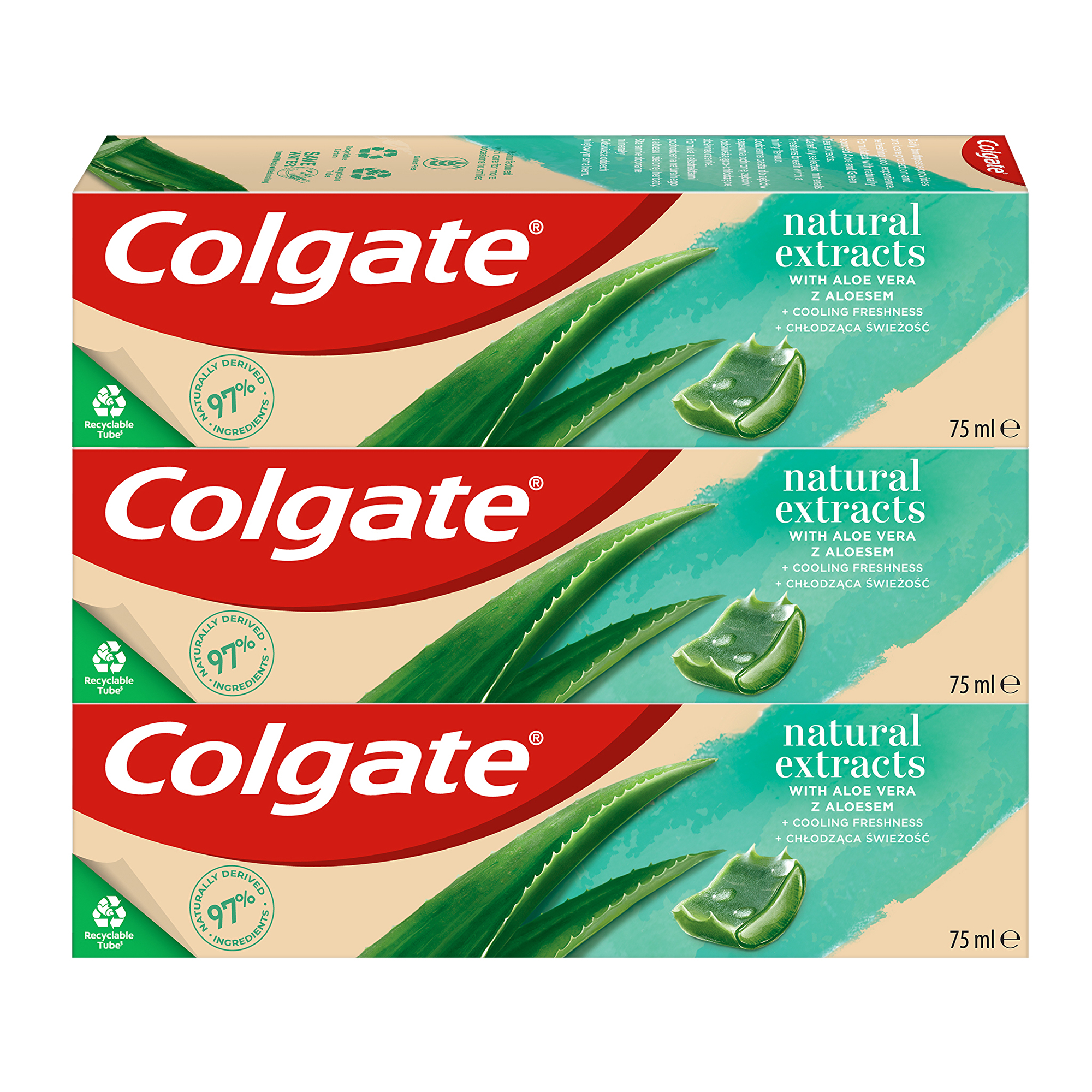 Colgate Naturals Aloe Vera prírodná zubná pasta 3x75 ml