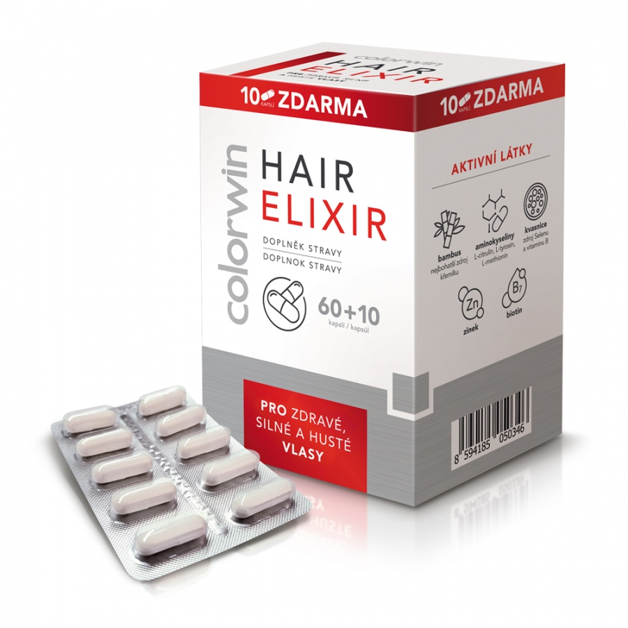 Zobrazit detail výrobku Colorwin Doplněk stravy pro zdravé, silné a husté vlasy Colorwin Hair Elixir 70 kapslí