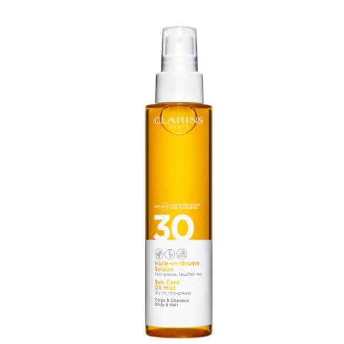 Clarins Opalovací olej ve spreji na tělo a vlasy SPF 30 (Sun Care Oil Mist) 150 ml