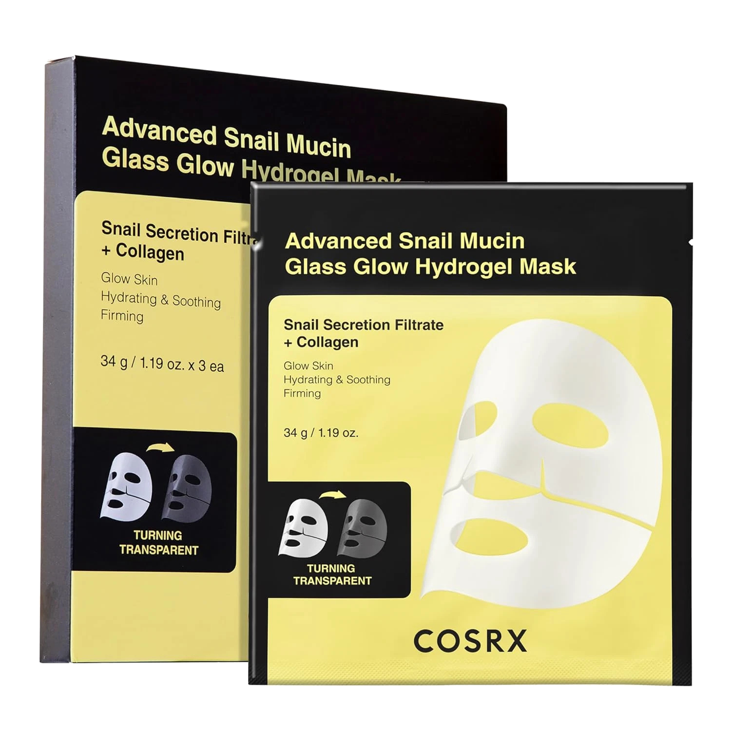 COSRX Sada pleťových masek Glass Glow Hydrogel Mask 3 x 34 g