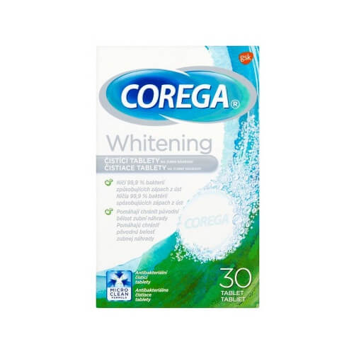 Corega Čisticí tablety na zubní náhrady Whitening 30 ks