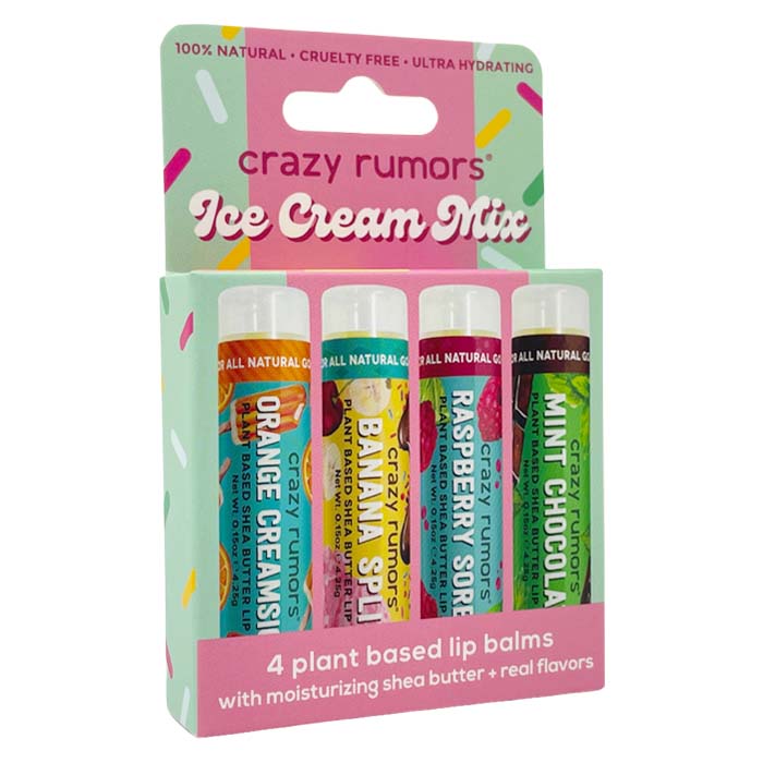 Crazy Rumors Sada klasických balzámů na rty Ice Cream Mix 4 x 4,4 ml