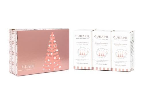 Zobrazit detail výrobku Curapil Vánoční balení doplněk stravy pro podporu růstu vlasů 180 tablet - motiv stromek (3 x 60 tbl)