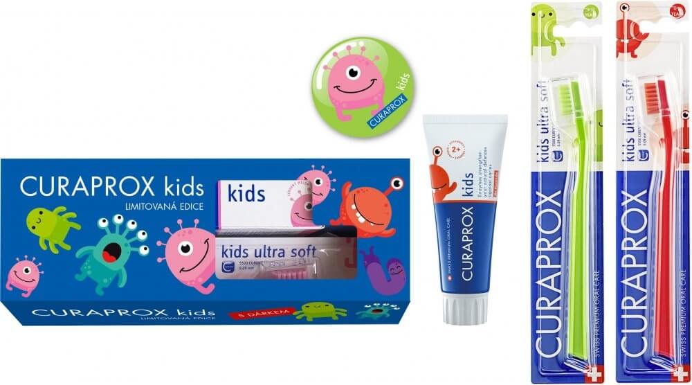 Zobrazit detail výrobku Curaprox Dárková sada dentální péče pro děti bez obsahu fluoridu Jahoda