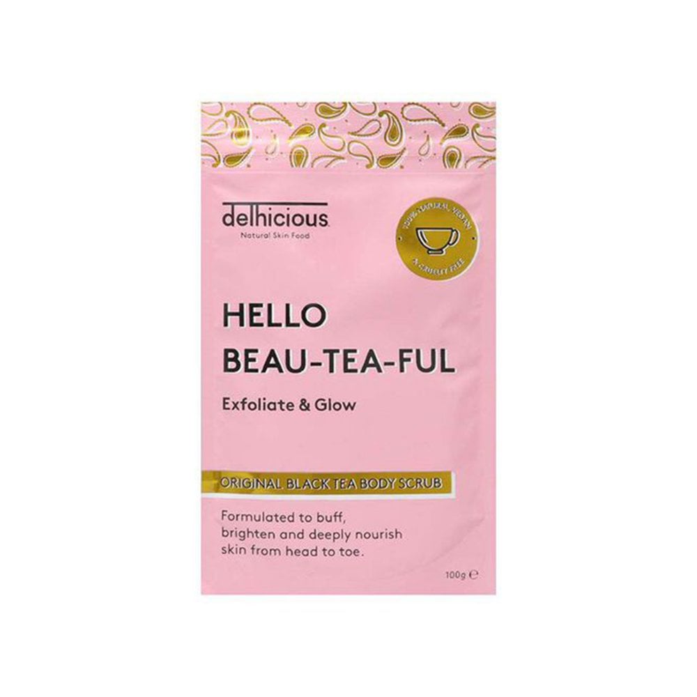 Delhicious Tělový peeling Hello Beau-Tea-Ful Original (Black Tea Body Scrub) 100 g