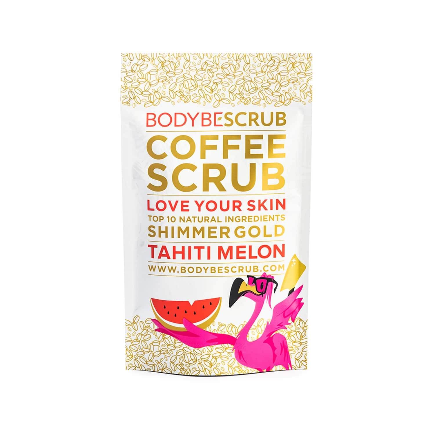 BODYBE Kávový peeling s třpytivým efektem Tahiti Meloun (Coffee Scrub Shimmer Gold) 100 g