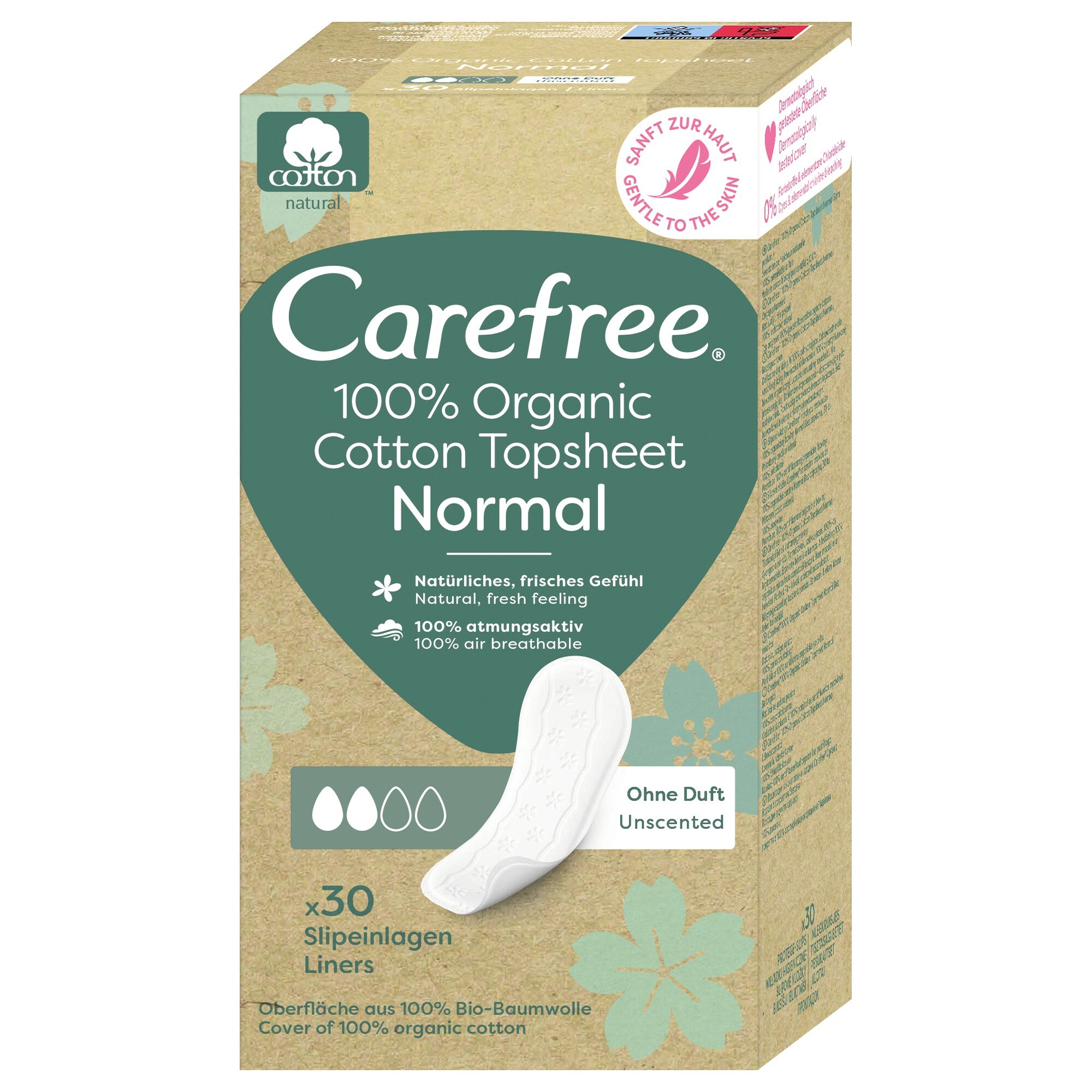 Carefree Slipové vložky Organic Cotton Normal 30 ks