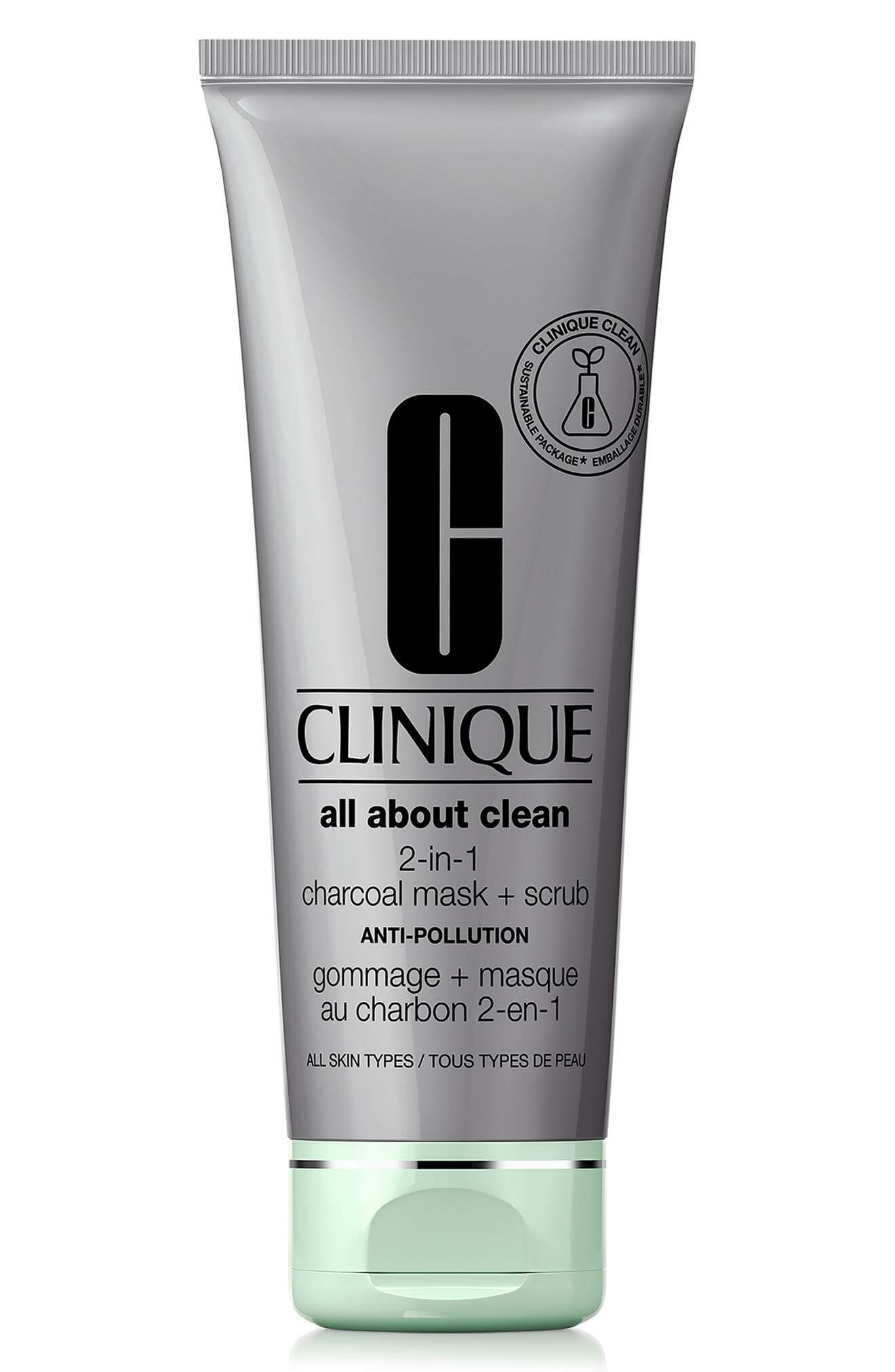 Clinique All About Clean 2-in-1 Charcoal Mask + Scrub 100 ml pleťová maska pre ženy na veľmi suchú pleť