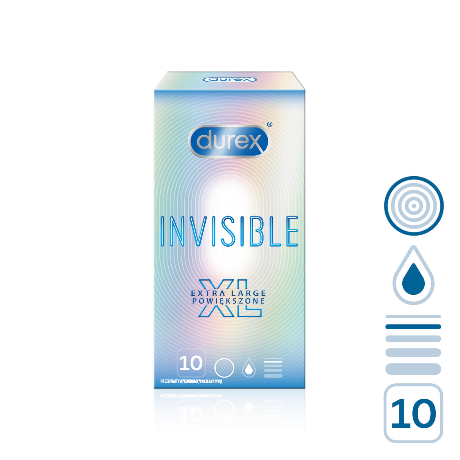 Durex Kondomy Invisible XL 10 ks + 2 měsíce na vrácení zboží