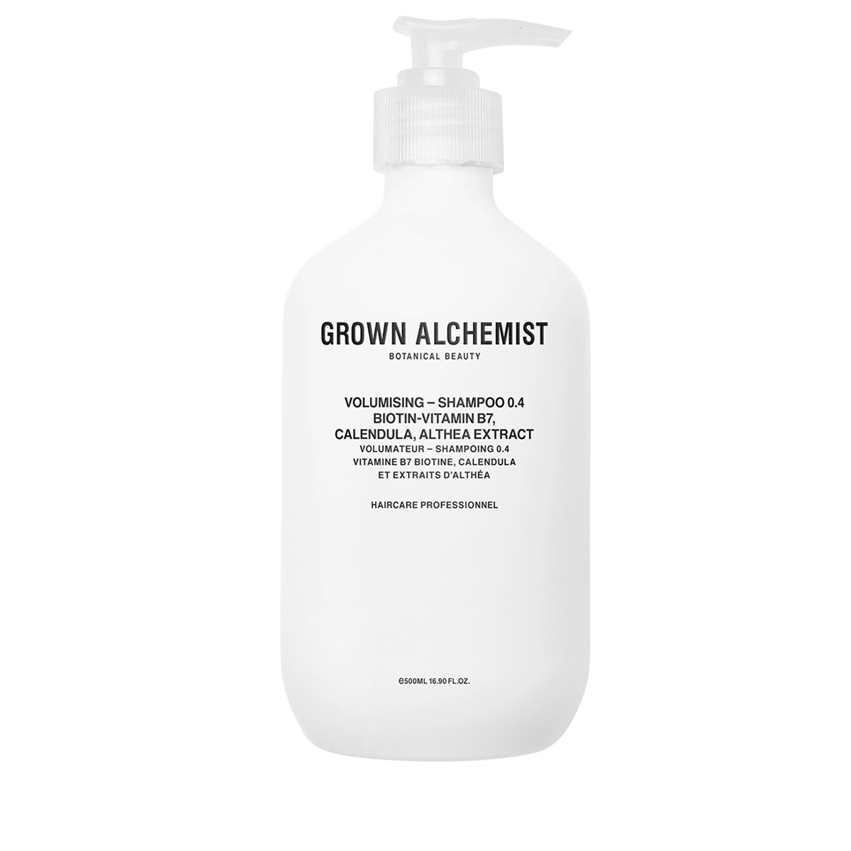 Levně Grown Alchemist Šampon pro objem slabých a lámavých vlasů Biotin-Vitamin B7, Calendula, Althea Extract (Volumising Shampoo 0.4) 500 ml