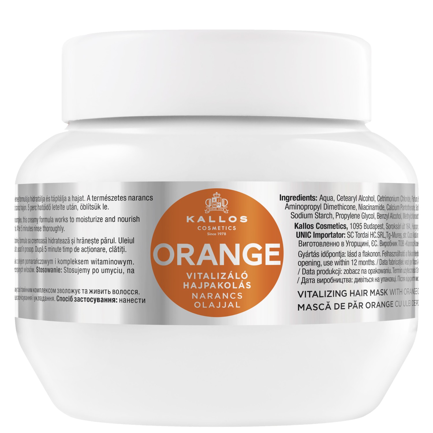 Kallos Cosmetics Orange 275 ml maska na vlasy pre ženy na poškodené vlasy; na šedivé vlasy