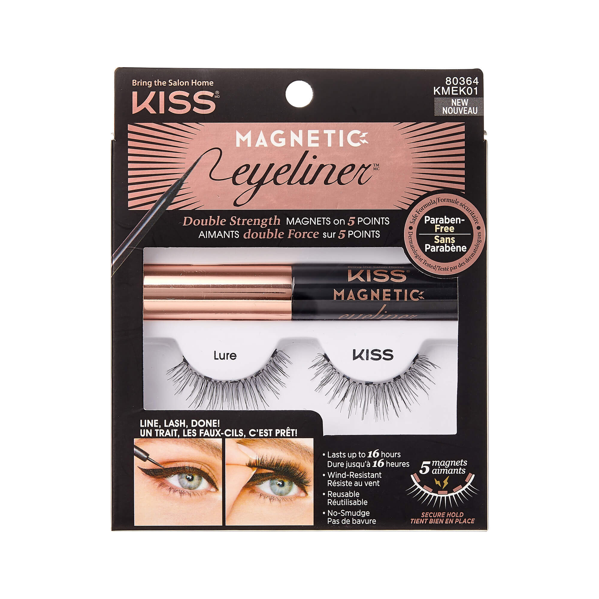KISS Magnetické umelé riasy s očnými linkami (Magnetic Eyeliner & Lash Kit) 02 Tempt