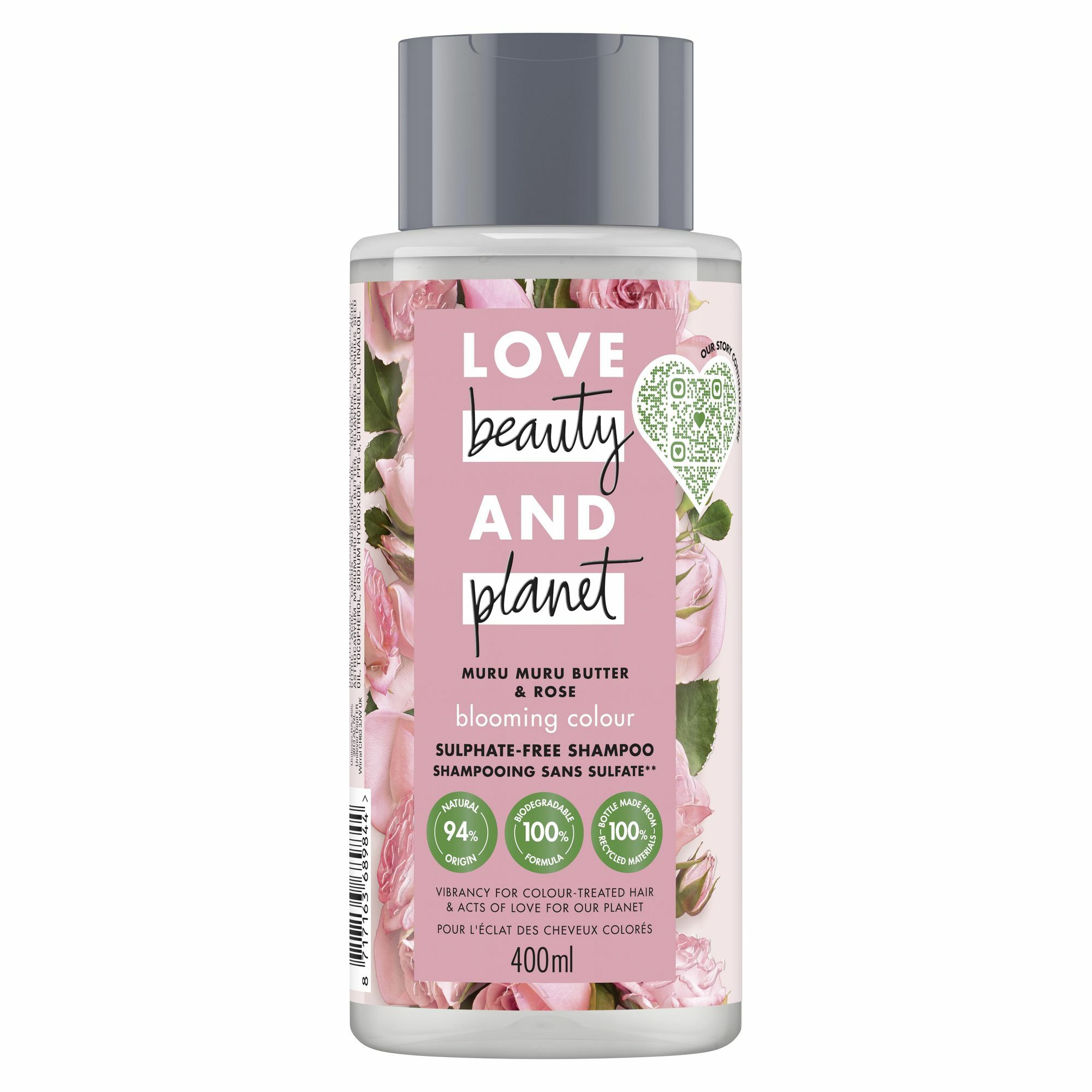 Love Beauty and Planet Šampon pro barvené vlasy s růžovým olejem a máslem muru muru (Blooming Colour Shampoo) 400 ml