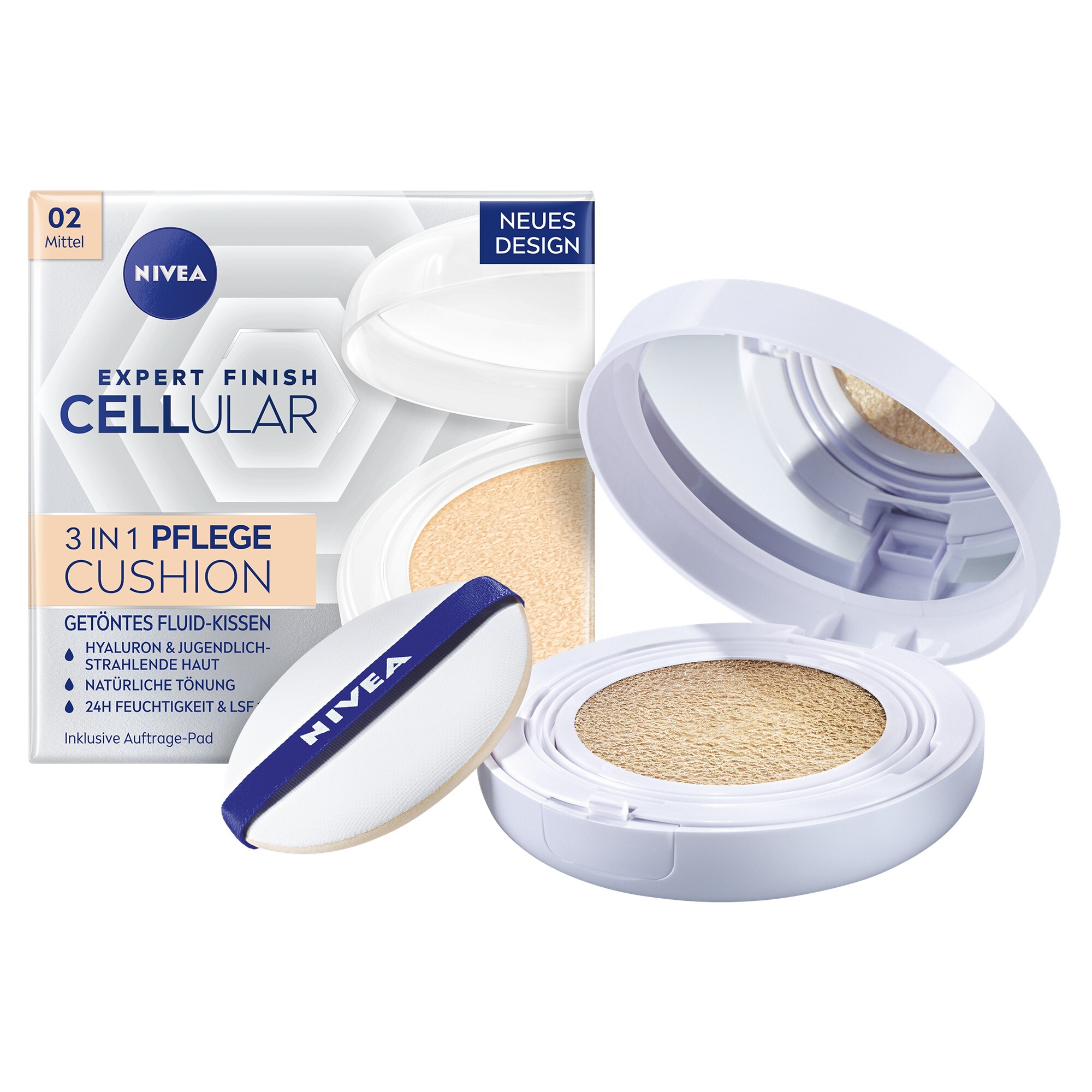 Nivea Cellular Expert Finish Pečující tónovací krém v houbičce 3 v 1 02 střední odstín 15g
