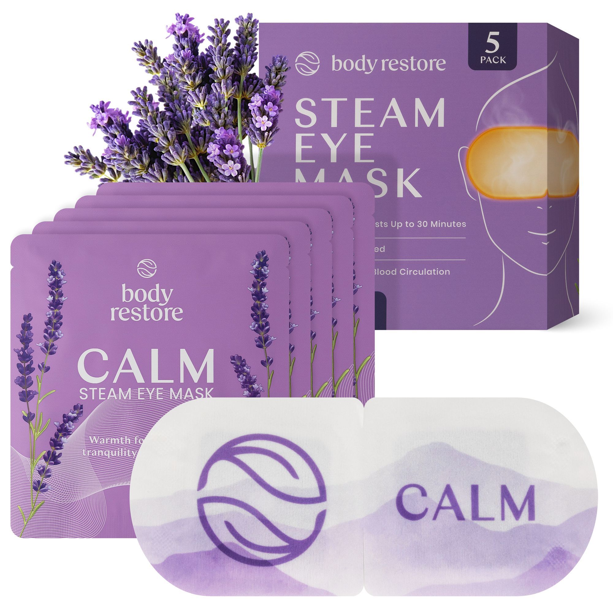 Body Restore Samozahřívací maska na oční okolí CALM Levandule Steam Eye Mask 5 ks