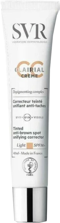 SVR Tónovací CC krém proti pigmentovým skvrnám SPF 50+ Clairial (CC Cream) 40 ml Light