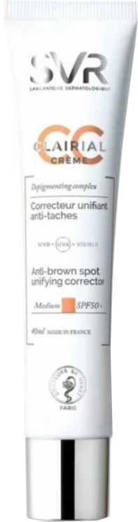 SVR Tónovací CC krém proti pigmentovým skvrnám SPF 50+ Clairial (CC Cream) 40 ml Medium