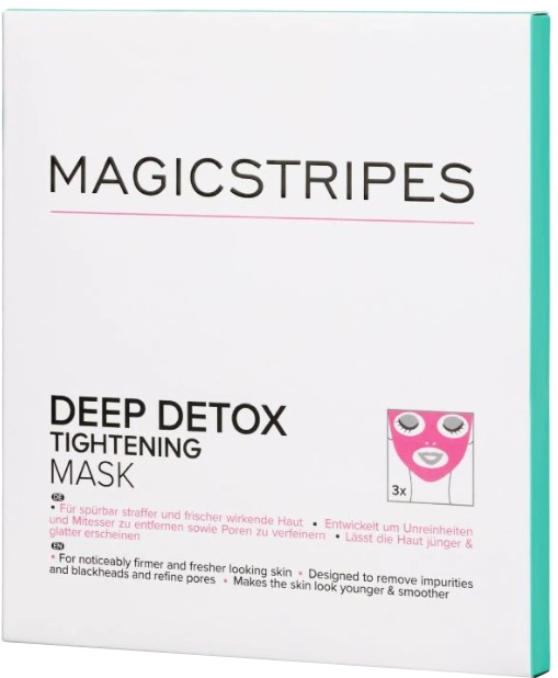 MAGICSTRIPES Detoxikační pleťová maska (Deep Detox Tightening Mask) 3 ks