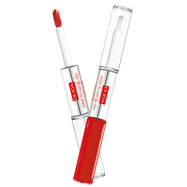 PUPA Milano Dlhotrvajúci tekutý rúž Made To Last Lip Duo (Liquid Lip Colour) 2 x 4 ml 018 Imperial Red