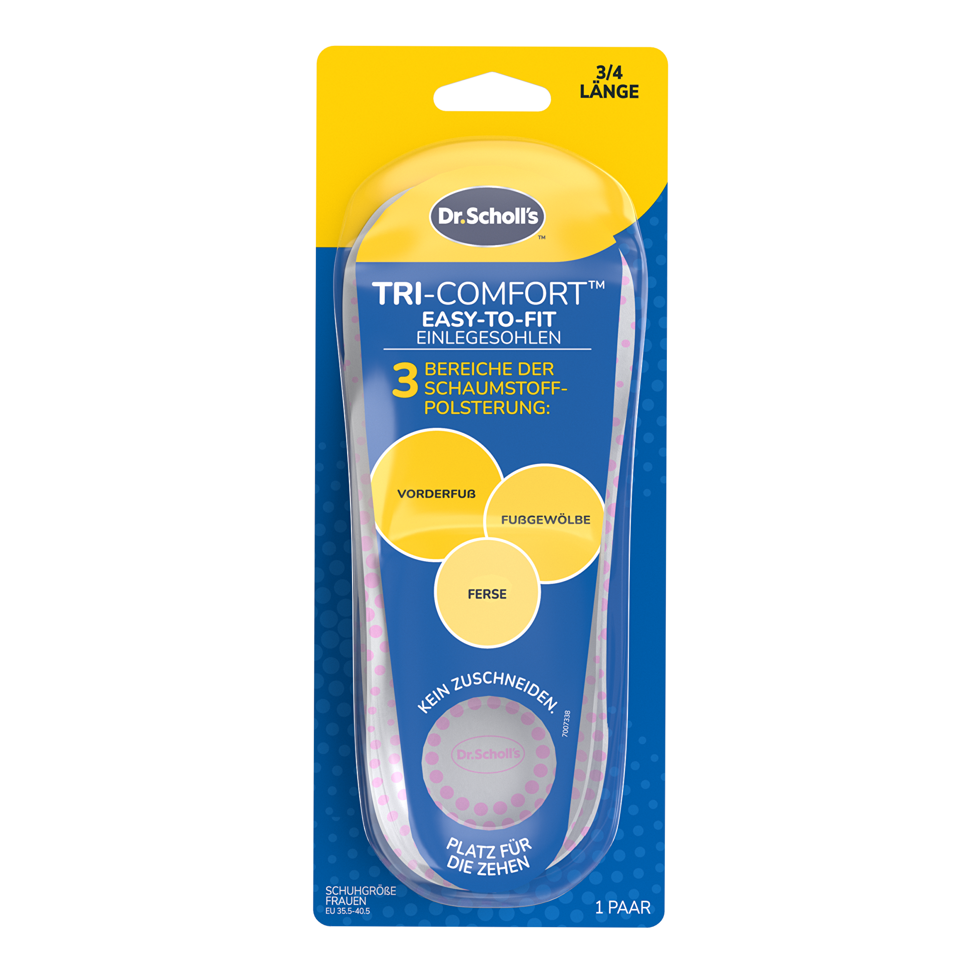 Scholl Vložky do bot Tri-Comfort Insoles 1 pár Small