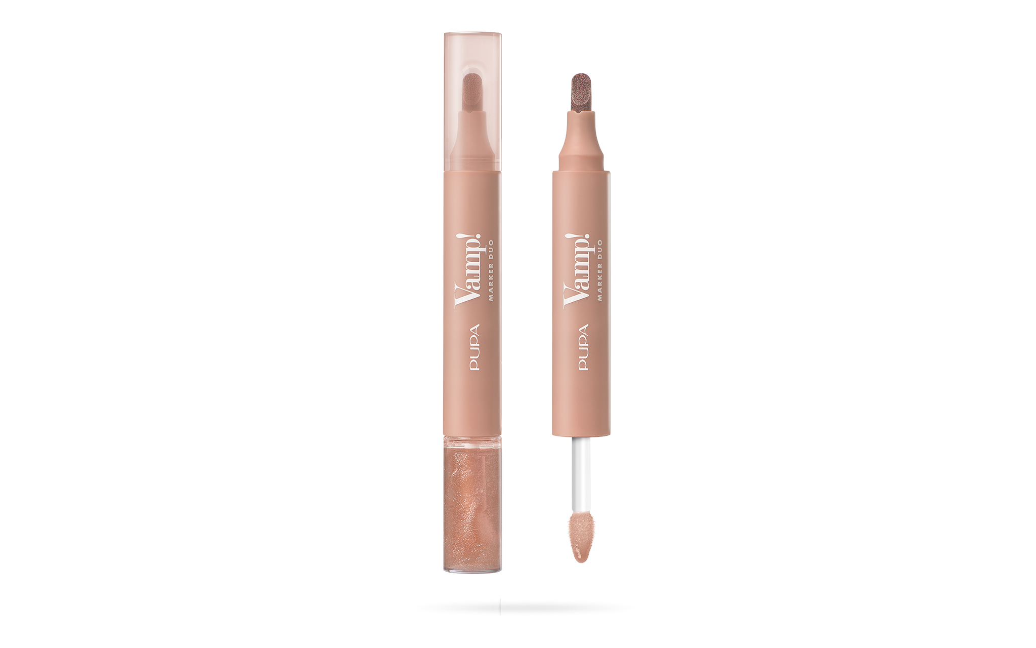 PUPA Milano Fix a olejový lesk na pery 2v1 Vamp! (Marker Duo) 4 ml 001 Watery Nude