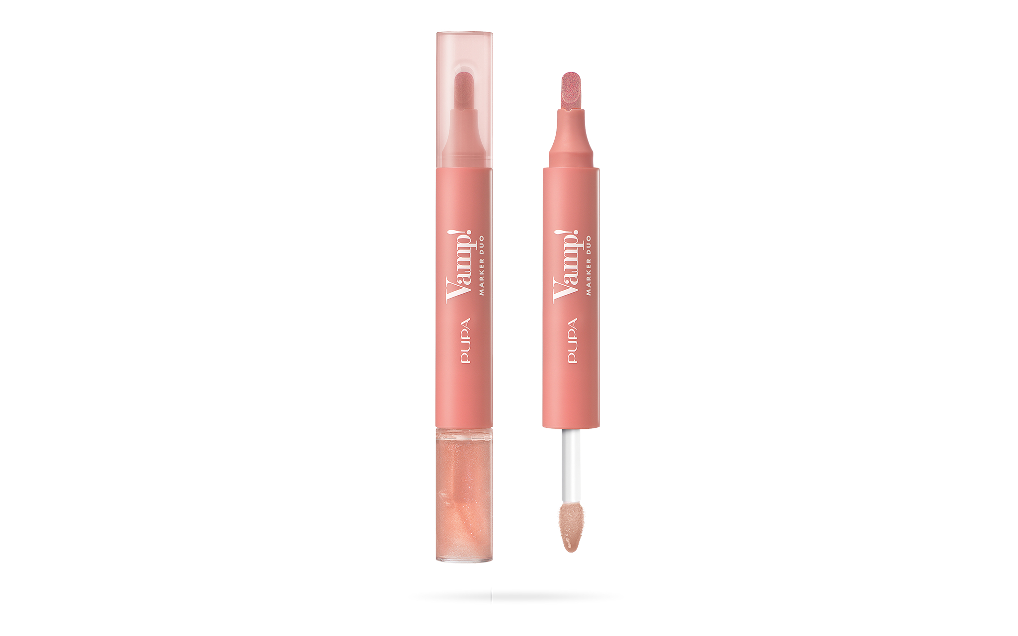 PUPA Milano Fix a olejový lesk na pery 2v1 Vamp! (Marker Duo) 4 ml 002 Frozen Rose