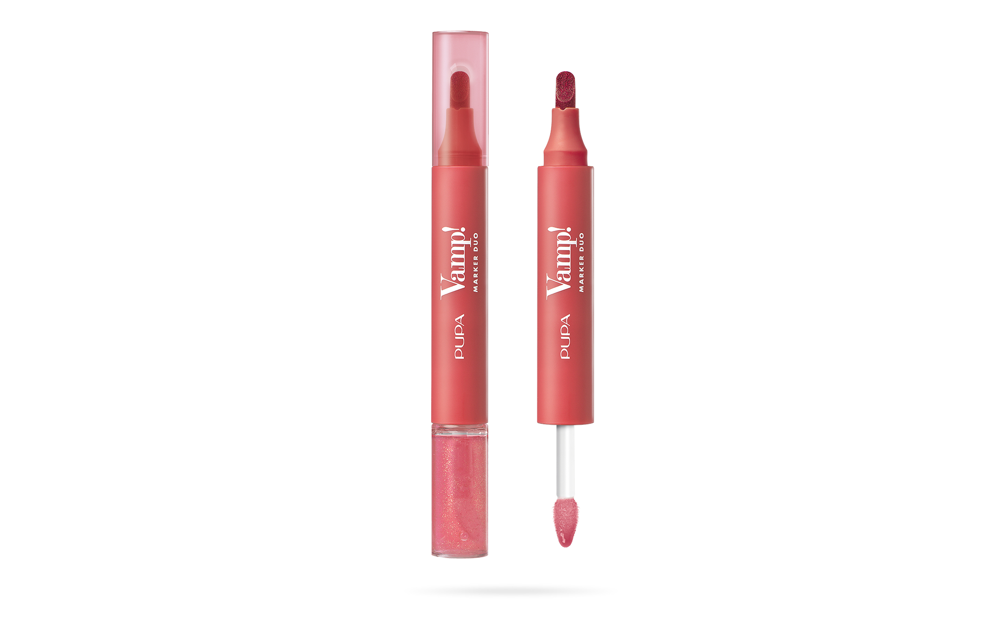 PUPA Milano Fix a olejový lesk na pery 2v1 Vamp! (Marker Duo) 4 ml 004 Spicy Raspberry