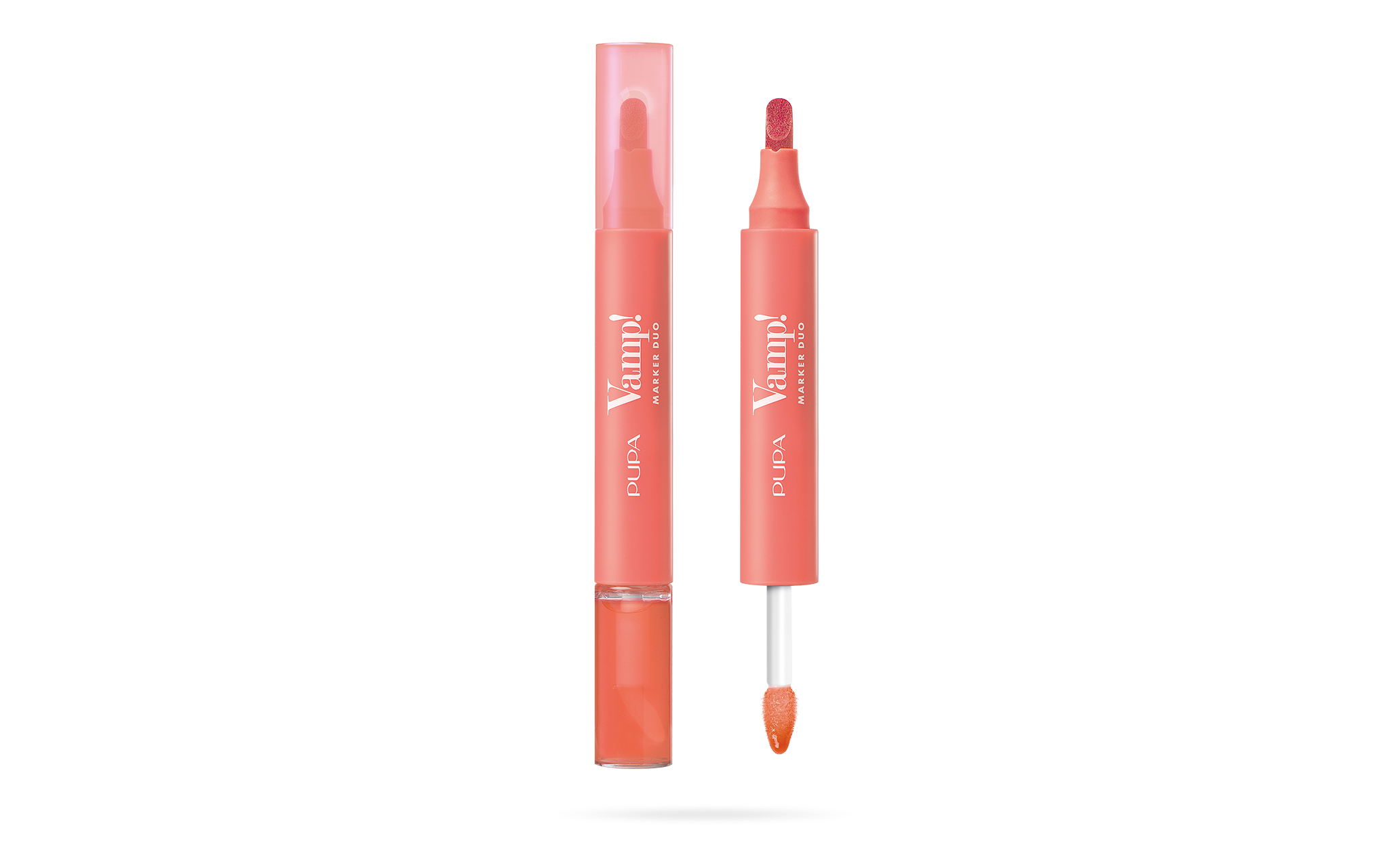 PUPA Milano Fix a olejový lesk na pery 2v1 Vamp! (Marker Duo) 4 ml 008 Orange Sorbet