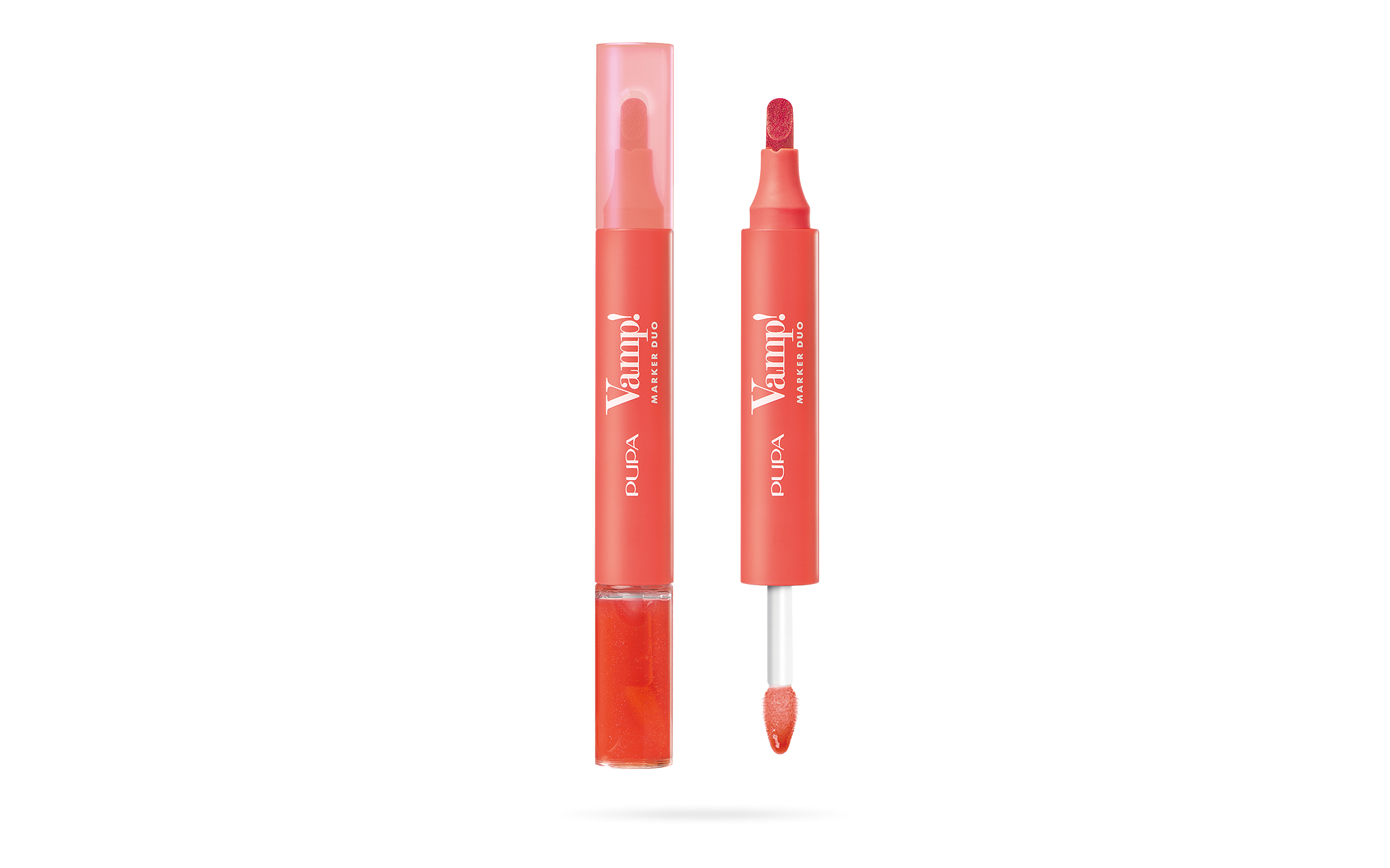 PUPA Milano Fix a olejový lesk na pery 2v1 Vamp! (Marker Duo) 4 ml 009 Jelly Coral
