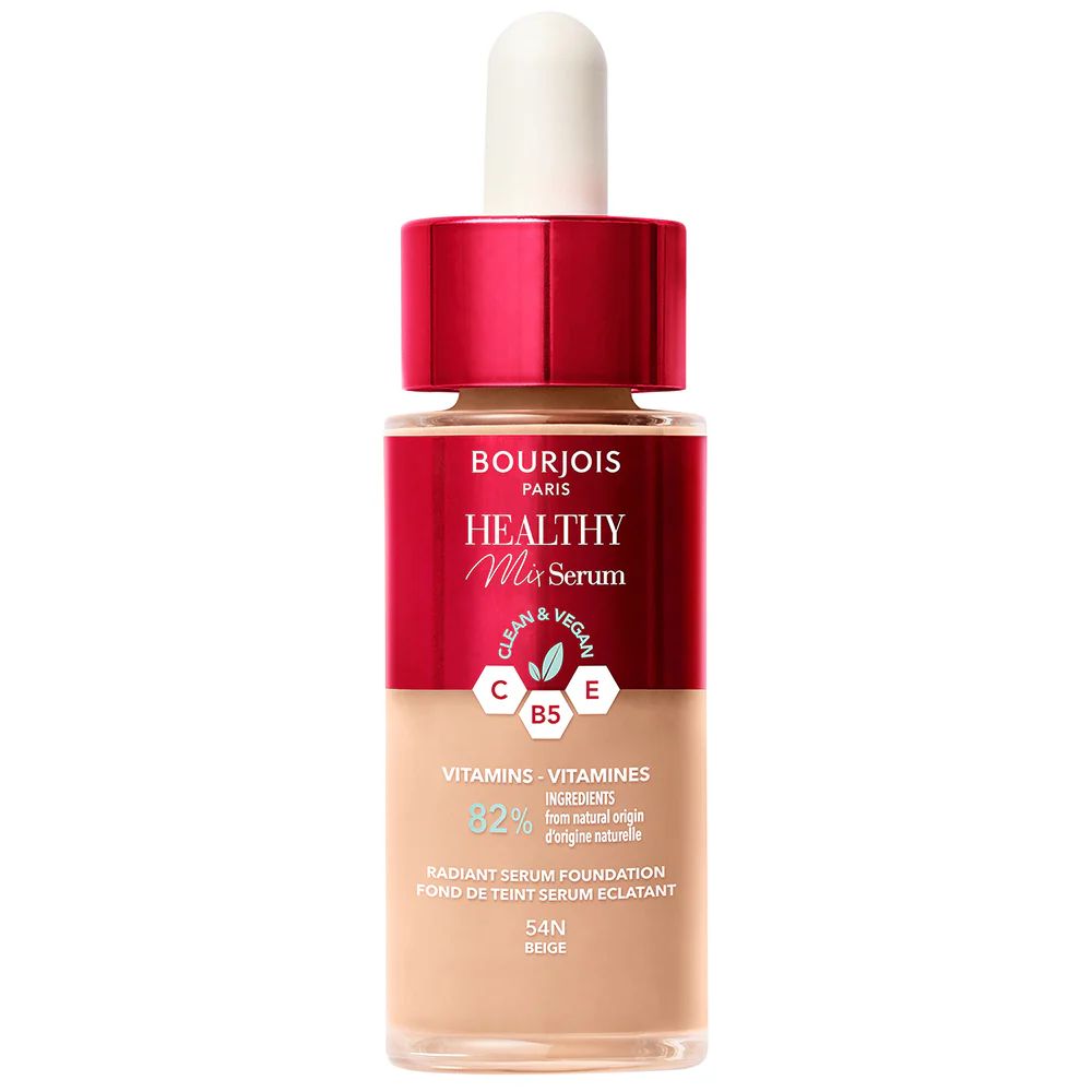 Bourjois Healthy Mix Radiant Serum Foundation ve stříbřité nádobě s odstínem 54N Beige