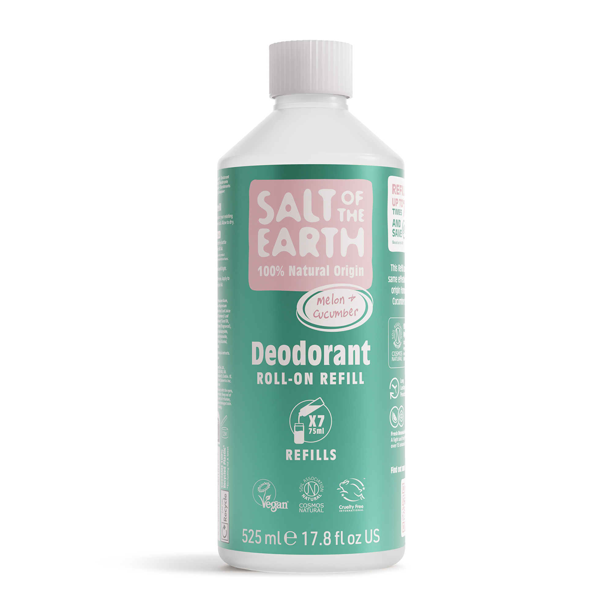 Salt Of The Earth Přírodní kuličkový deodorant Melon & Cucumber Deo Refill - náplň 525 ml