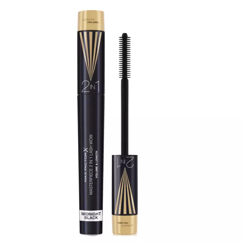 Max Factor Masterpiece Lash Wow řasenka pro objem a natočení řas 2 v 1 odstín Midnight Black 7 ml