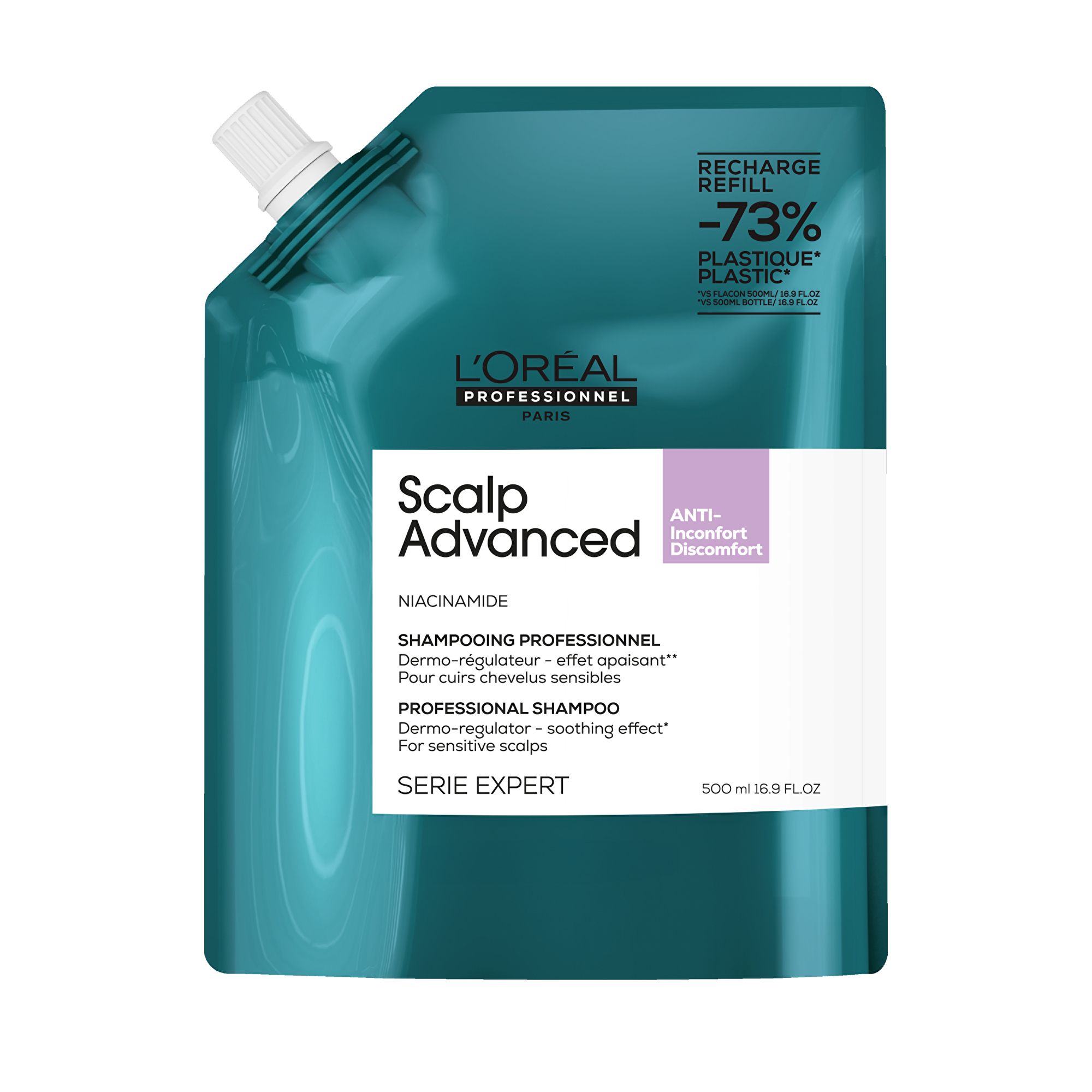 L´Oréal Professionnel Šampon pro citlivou pokožku hlavy Scalp Advanced Anti-Discomfort Dermo (Regulator Shampoo) 500 ml - náhradní náplň