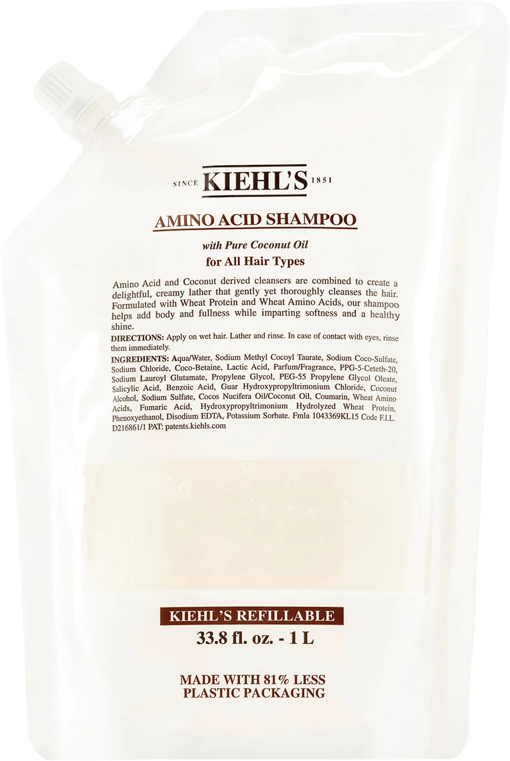 Kiehl´s Šampón s aminokyselinami (Amino Acid Shampoo) 1000 ml - náplň