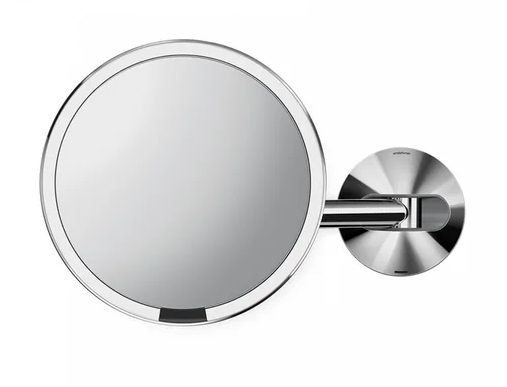 Simplehuman Sieťové kozmetické zrkadlo na stenu Sensor s LED osvetlením, 5x zväčšenie Shiny stainless steel