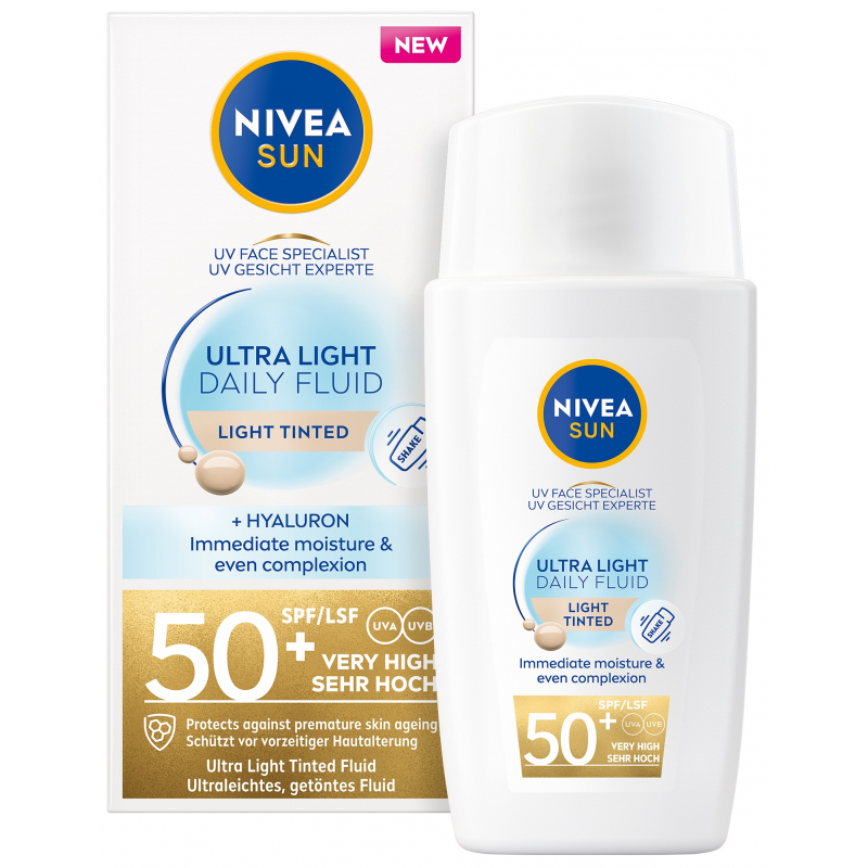 Nivea Ultralehký tónovací pleťový fluid SPF 50+ Sun (Ultra Light Tinted Fluid) 40 ml Light