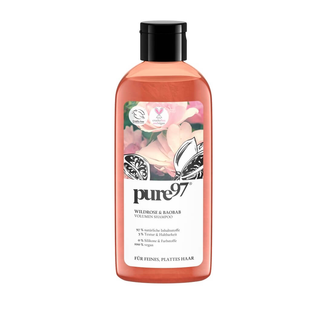 pure97 Šampon pro jemné vlasy bez objemu Wildrose & Baobab 250 ml
