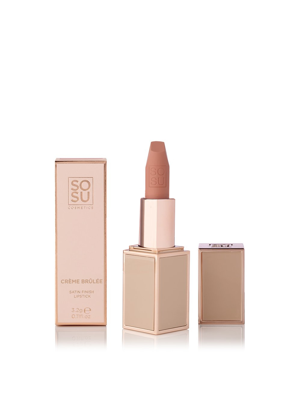SOSU Cosmetics Saténový lesklý rúž (Satin Lipstick) 3,2 g Crème Brulee