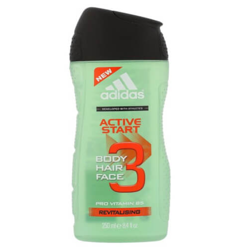 Adidas Sprchový gél a šampón pre mužov 3 v 1 Hair & BodyActive Štart (Shower Gel, Shampoo, Face Wash) 400 ml + 2 mesiace na vrátenie tovaru