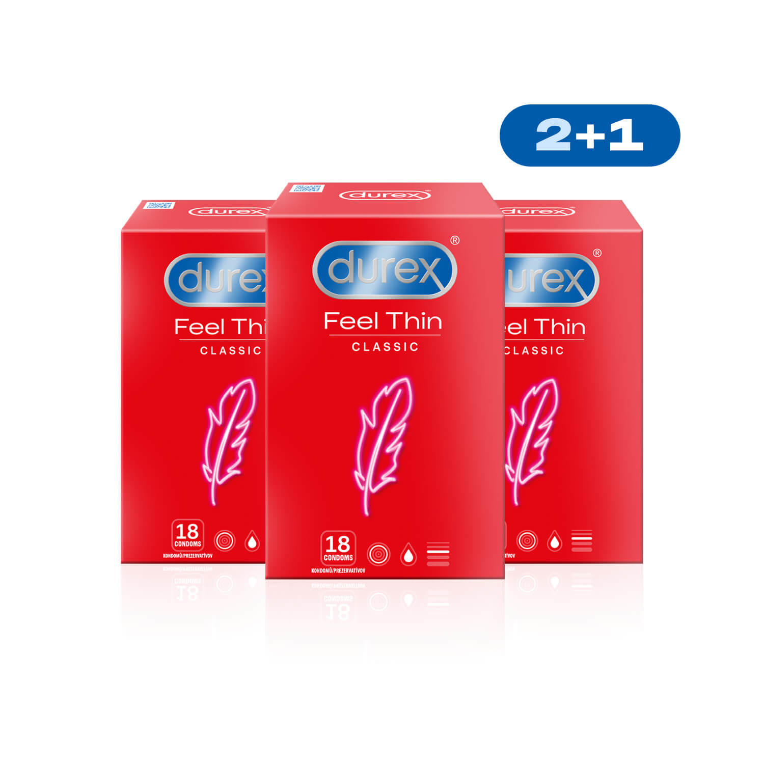 Levně Durex Kondomy Feel Thin Classic 2+1