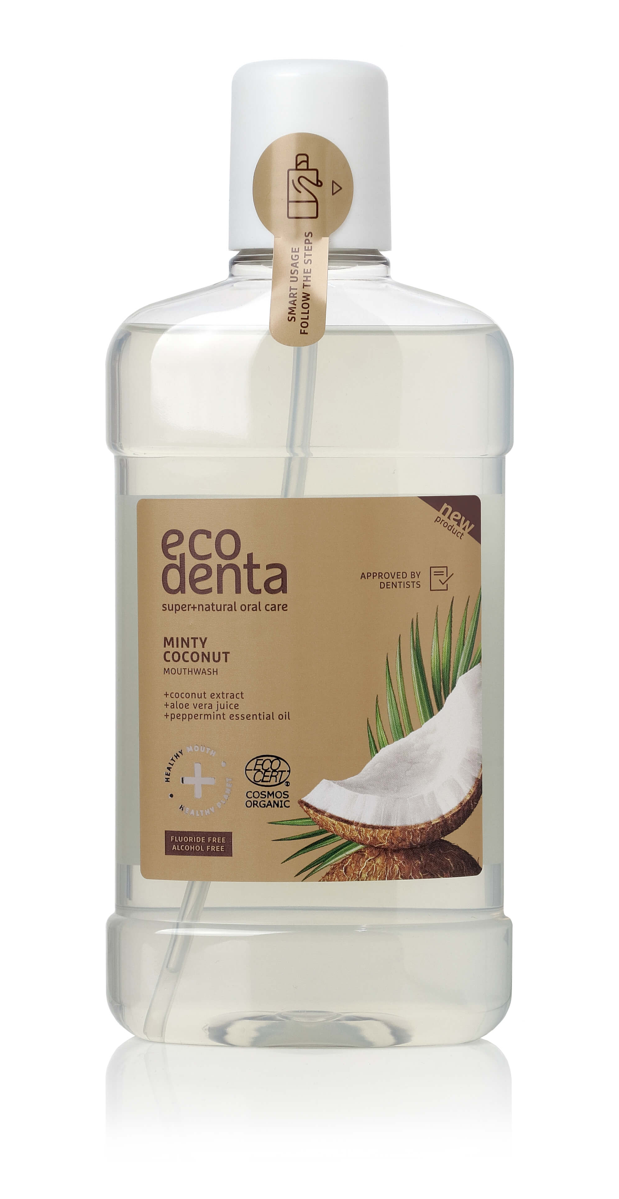 Ecodenta Ústní voda s kokosovým výtažkem Cosmos Organic (Minty Coconut Mouthwash) 500 ml