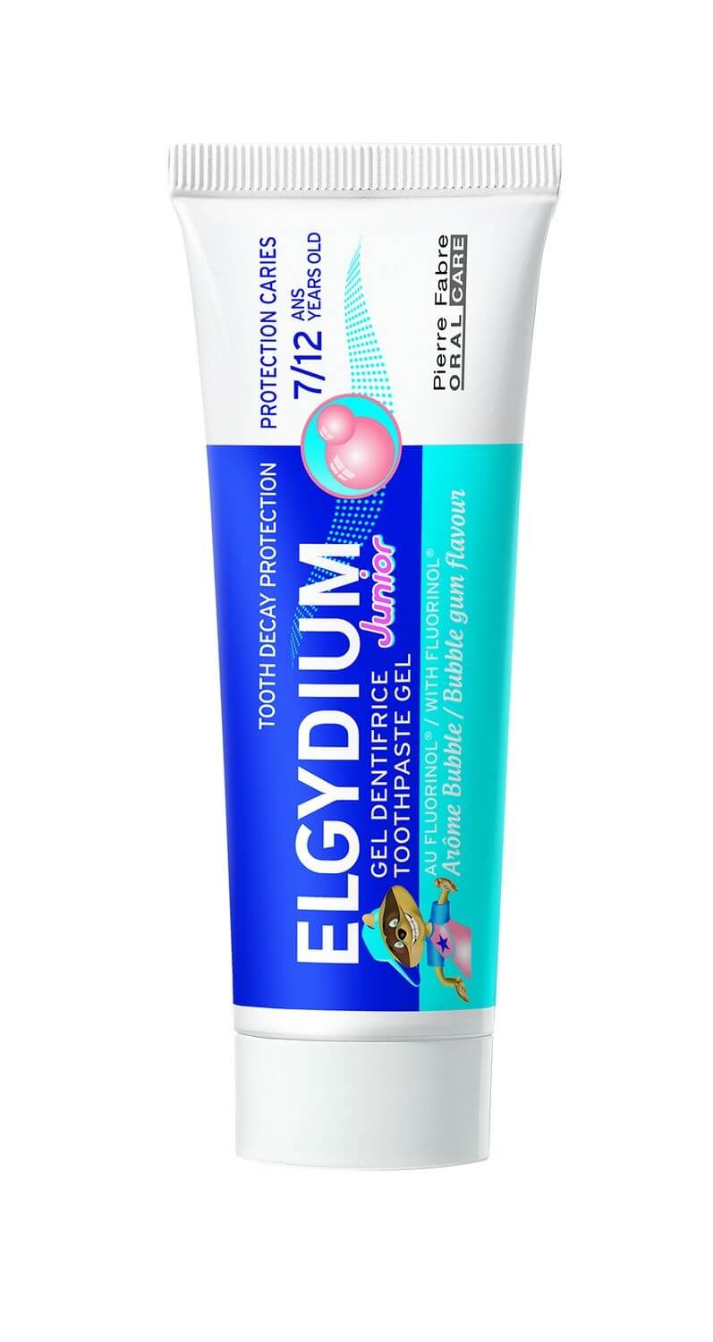 ELGYDIUM Gelová zubní pasta s fluorinolem a příchutí žvýkačky pro děti 7-12 let Junior 50 ml