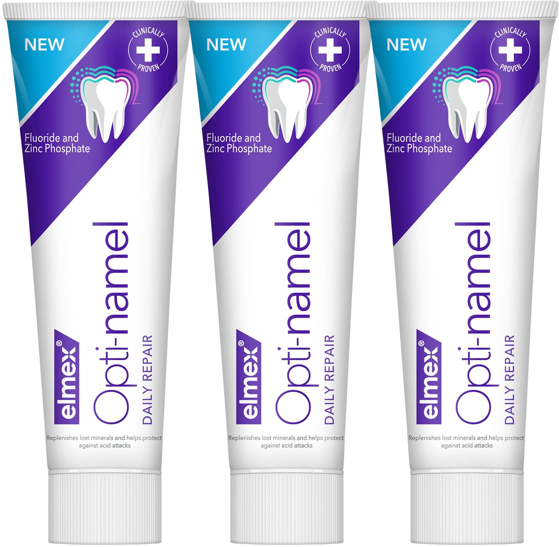 Elmex Opti-namel Daily Repair bieliaca zubná pasta 3x75 ml