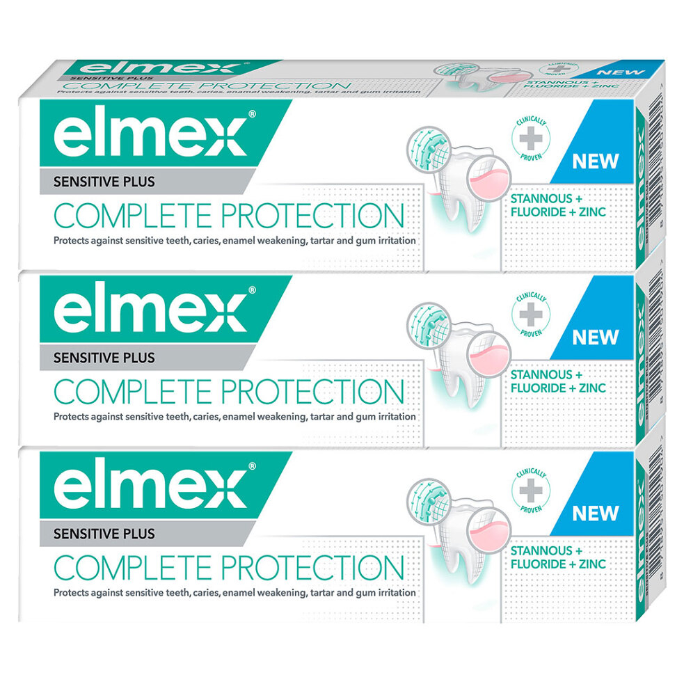 Elmex Zubná pasta Sensitive Plus Complete Protection Tripack 3 x 75 ml