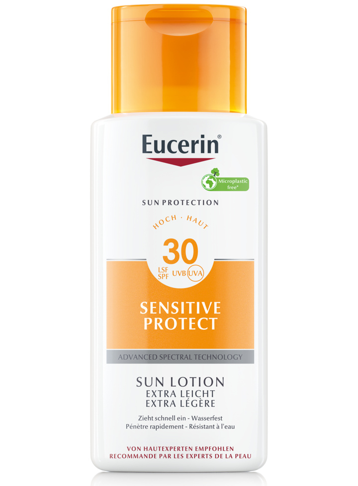 Eucerin Extra ľahké mlieko na opaľovanie Sensitive Protect SPF 30 (Extra Light Sun Lotion) 150 ml