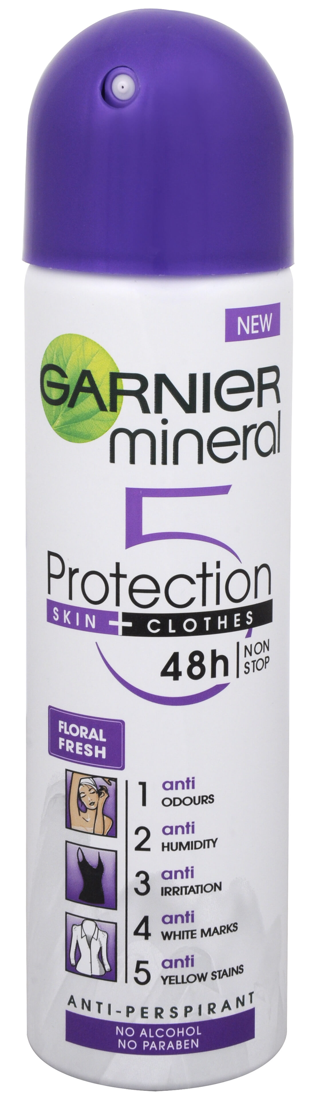 Garnier Minerální antiperspirant 5 Protection Floral Fresh 48h ve spreji pro ženy 150 ml