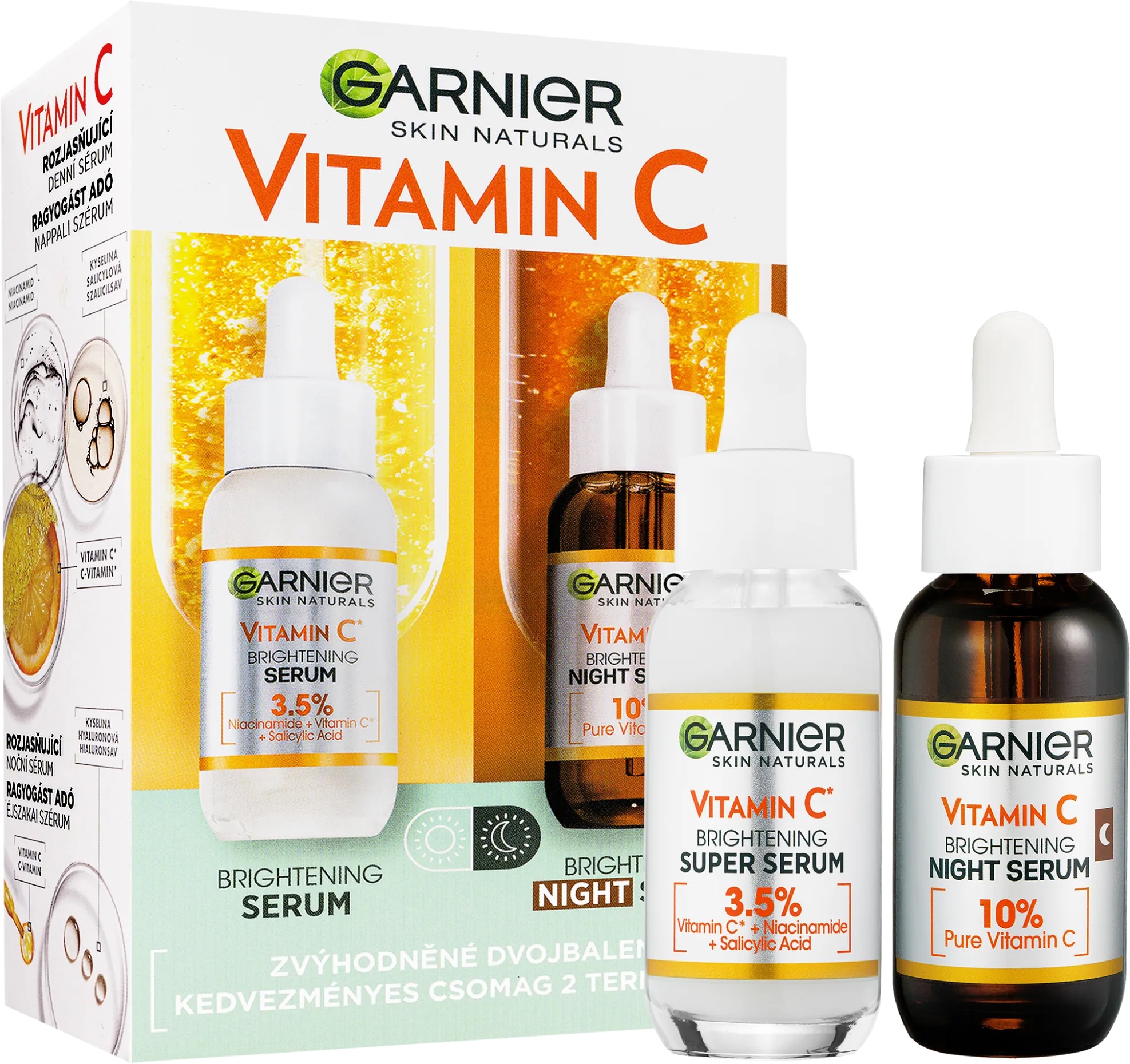 Garnier Darčeková sada denného a nočného séra Vitamin C 2 x 30 ml