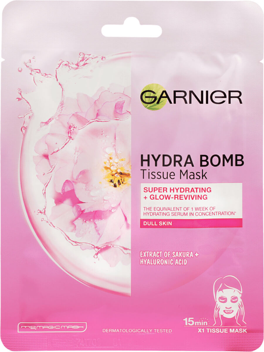 Garnier Hydratační textilní maska na oživení jasu Sakura Skin Naturals Hydra Bomb (Tissue Mask) 28 g