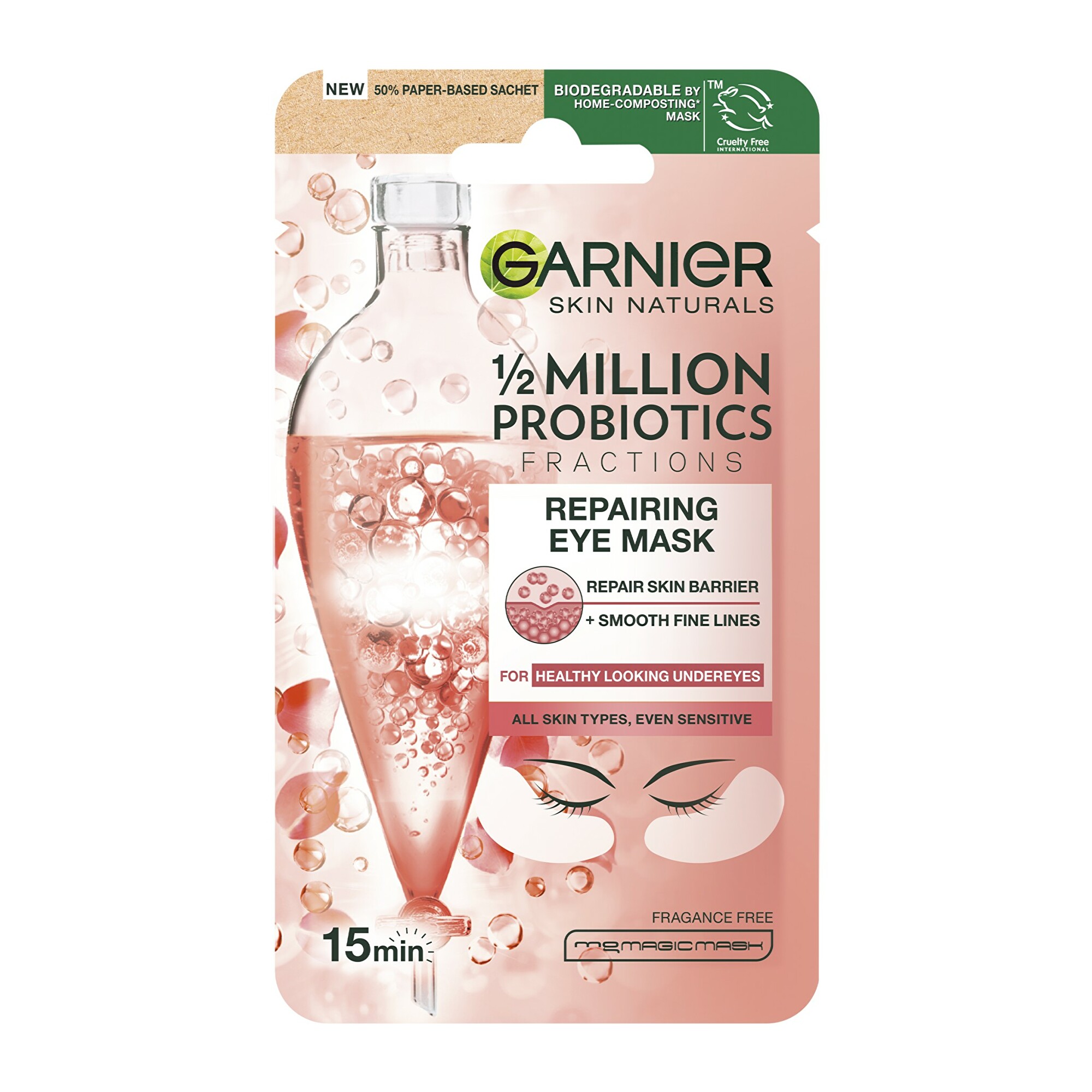 Garnier Regenerační oční textilní maska s probiotickými frakcemi Skin Naturals (Repairing Eye Mask) 6 g